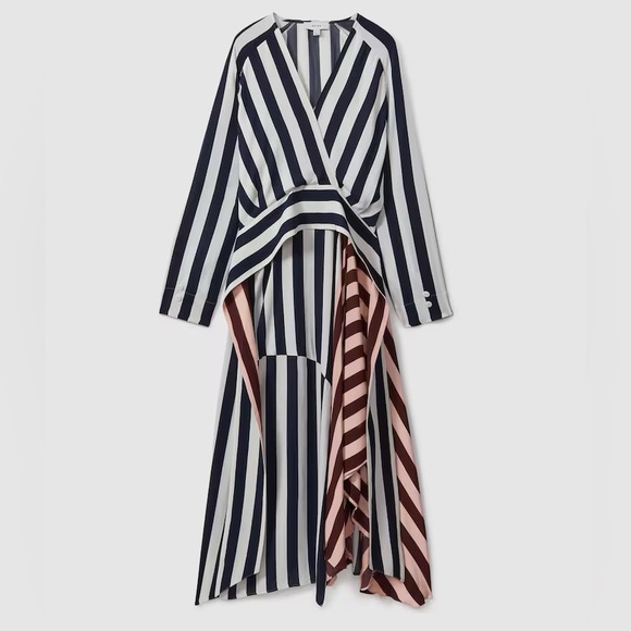 REISS Nola Colourblock Stripe Asymmetric Midi Dress – Excellent Condition - Picture 4 of 14